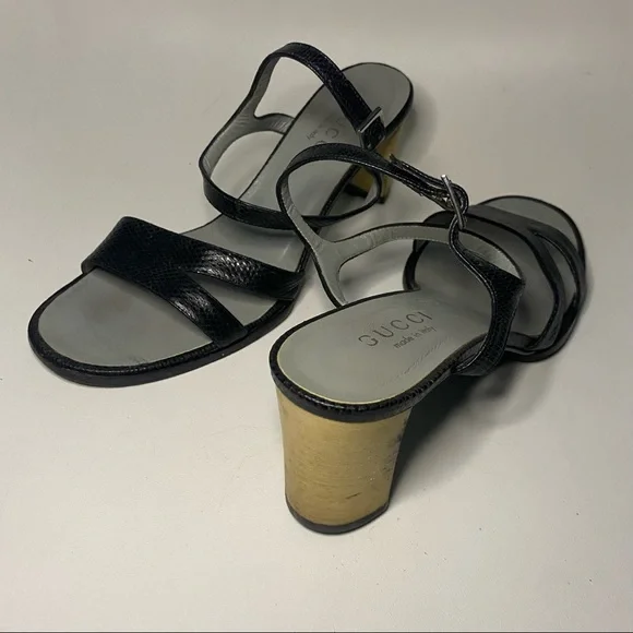 Gucci Black Block Heel Ankle Strap Sandal - Picture 13 of 16